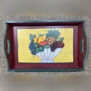 Hand Painted Fruit Bowl Wooden Serving Tray/Wall Decoration